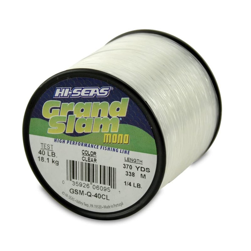 Hi-Seas, Grand Slam Mono Fishing Line, Clear, 40 lb (18.1 kg) test, 1/4 lb (113.4 g), 370 yds (338 m) - Image 1
